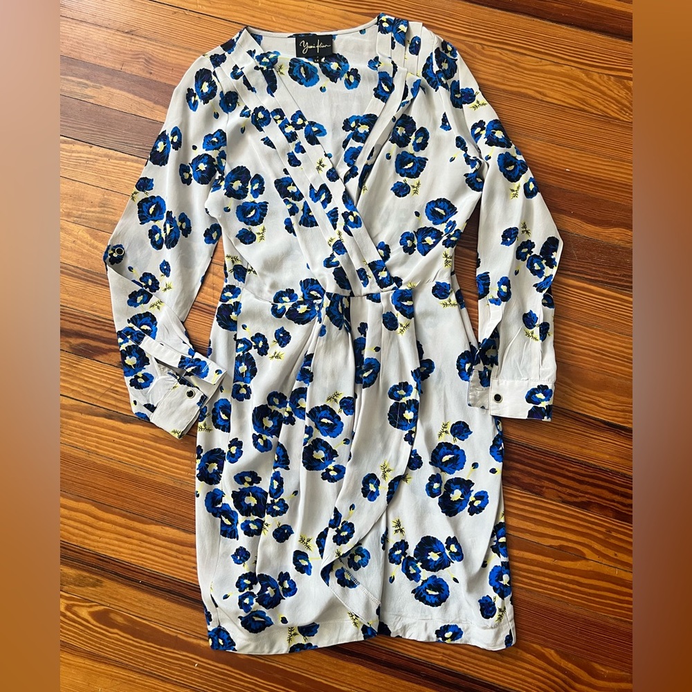 Silk floral faux wrap by Yumi Kim
